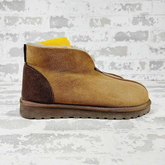 Celtic Tan Brown Leather Slip On Fur Lining Winter Ankle Boots K537 - Picture 5 of 11